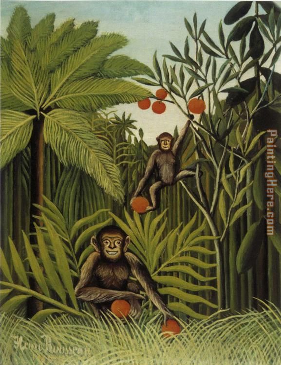 Henri Rousseau Two Monkeys in the Jungle